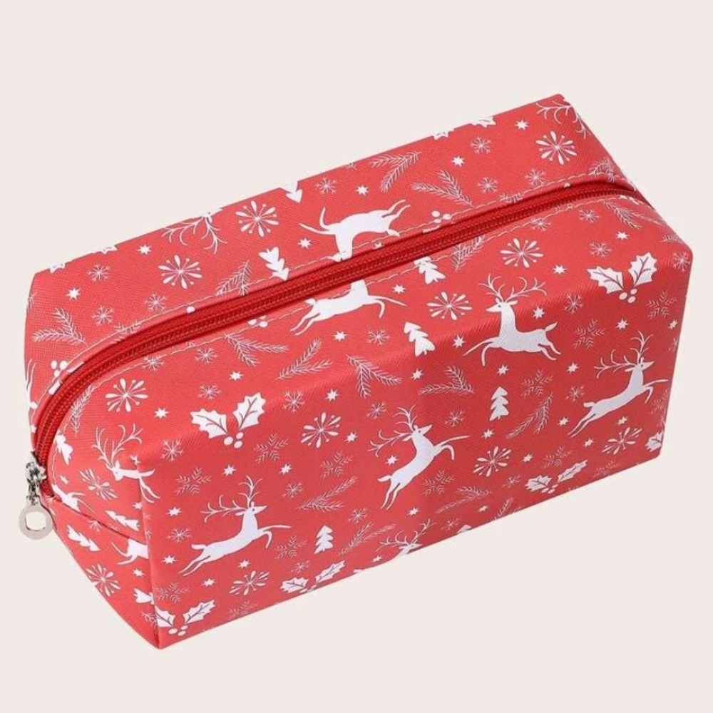 NEW Red Reindeer Pattern Cosmetic Bag